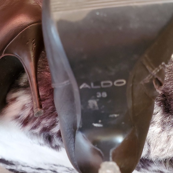 Aldo Dark Brown Stilleto Knee High Full Zip Boots - Picture 6 of 6